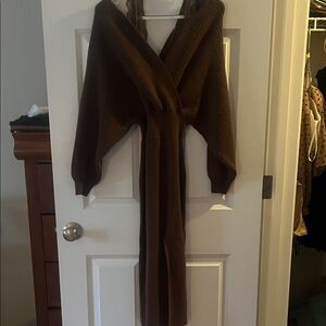 Elegant Brown Women's Sweater dress